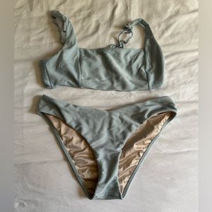 Pacsun light blue ribbed (vertical) bikini set (swimsuit)